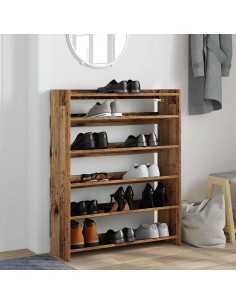 Scarpiera Legno Antico 80x25x100 cm in Legno Multistrato 2