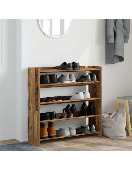 Scarpiera Legno Antico 80x25x81 cm in Legno Multistrato