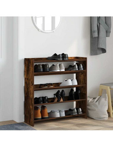 Scarpiera Rovere Fumo 80x25x81 cm in Legno Multistrato