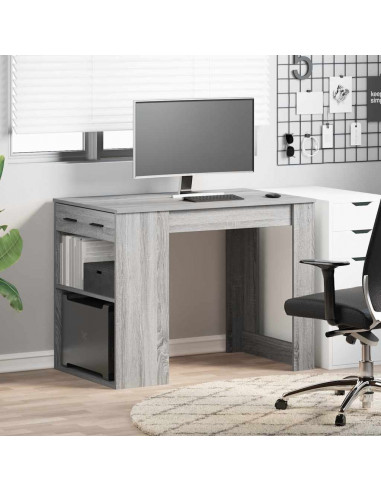 Scrivania con Cassetto Ripiano Grigio Sonoma Legno Multistrato