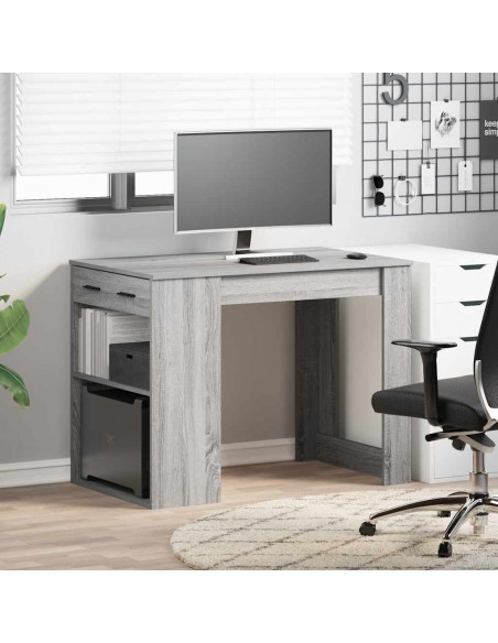 Scrivania con Cassetto Ripiano Grigio Sonoma Legno Multistrato