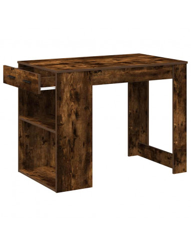 Scrivania con Cassetto e Ripiano Rovere Fumo Legno Multistrato