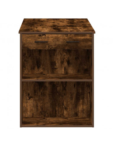 Scrivania con Cassetto e Ripiano Rovere Fumo Legno Multistrato