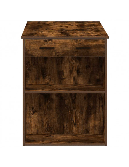 Scrivania con Cassetto e Ripiano Rovere Fumo Legno Multistrato