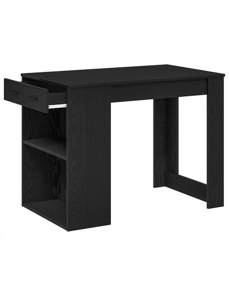 Scrivania con Cassetto e Ripiano Rovere nero Legno Multistrato