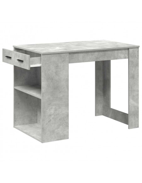 Scrivania con Cassetto Ripiano Grigio Cemento Legno Multistrato