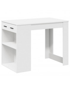 Scrivania con Cassetto e Ripiano Bianca Legno Multistrato