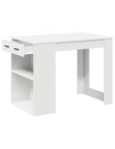 Scrivania con Cassetto e Ripiano Bianca Legno Multistrato