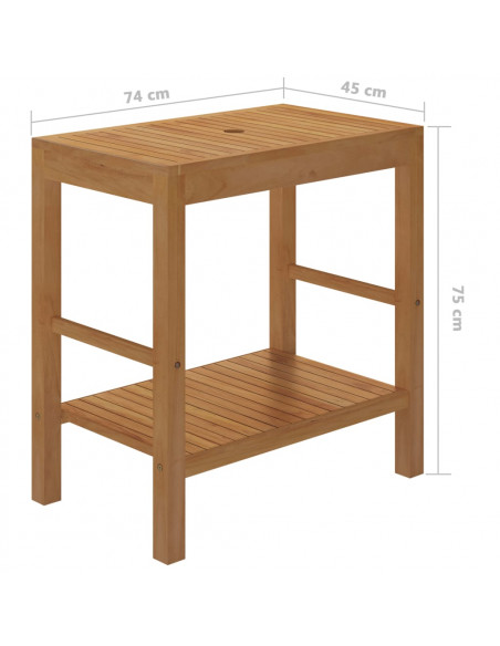 Armadietto da Bagno in Legno di Teak con Lavabo in Marmo Nero