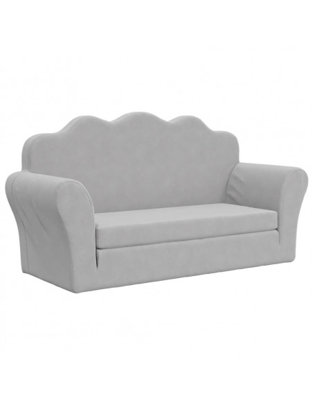 Divano Letto Bambini a 2 Posti Grigio Chiaro in Morbido Peluche