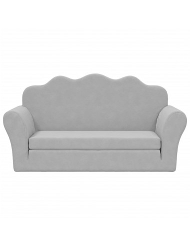 Divano Letto Bambini a 2 Posti Grigio Chiaro in Morbido Peluche