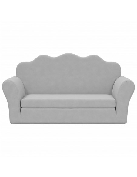 Divano Letto Bambini a 2 Posti Grigio Chiaro in Morbido Peluche