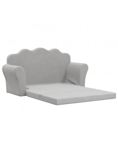Divano Letto Bambini a 2 Posti Grigio Chiaro in Morbido Peluche