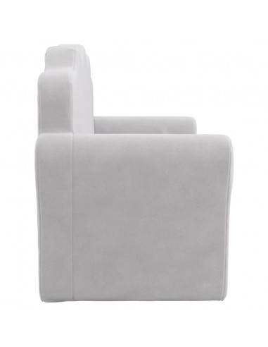 Divano Letto Bambini a 2 Posti Grigio Chiaro in Morbido Peluche