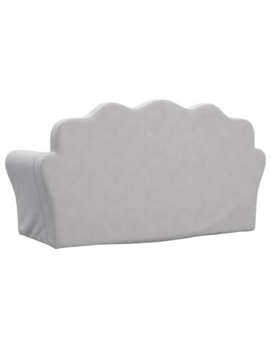 Divano Letto Bambini a 2 Posti Grigio Chiaro in Morbido Peluche