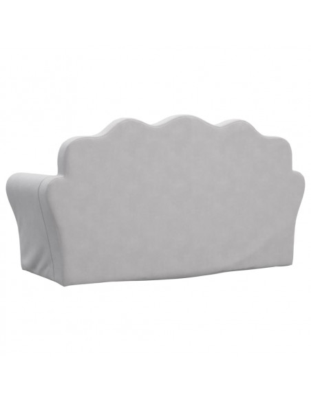 Divano Letto Bambini a 2 Posti Grigio Chiaro in Morbido Peluche