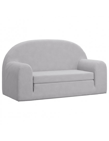 Divano Letto Bambini a 2 Posti Grigio Chiaro in Morbido Peluche
