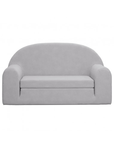 Divano Letto Bambini a 2 Posti Grigio Chiaro in Morbido Peluche