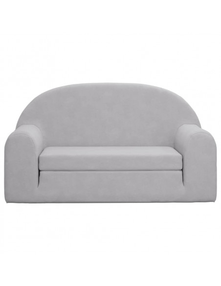 Divano Letto Bambini a 2 Posti Grigio Chiaro in Morbido Peluche