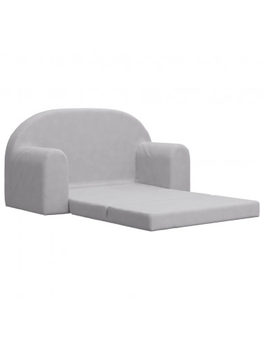 Divano Letto Bambini a 2 Posti Grigio Chiaro in Morbido Peluche
