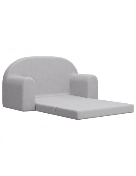 Divano Letto Bambini a 2 Posti Grigio Chiaro in Morbido Peluche