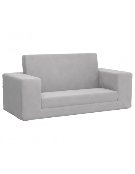 Divano Letto Bambini a 2 Posti Grigio Chiaro in Morbido Peluche