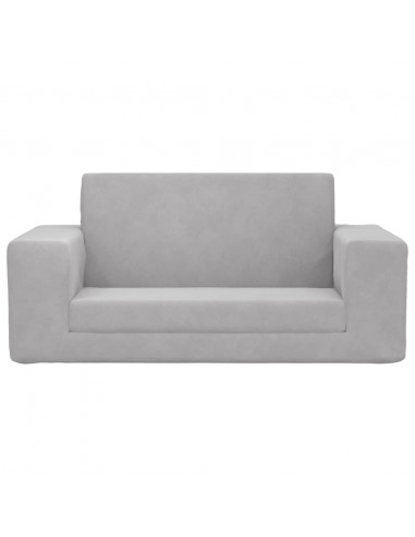 Divano Letto Bambini a 2 Posti Grigio Chiaro in Morbido Peluche