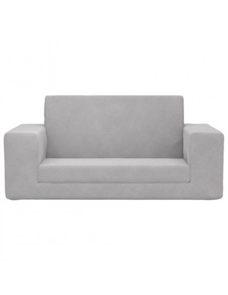 Divano Letto Bambini a 2 Posti Grigio Chiaro in Morbido Peluche