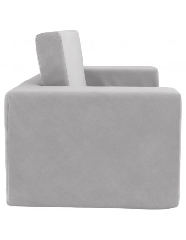 Divano Letto Bambini a 2 Posti Grigio Chiaro in Morbido Peluche