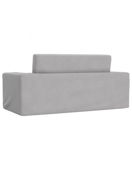 Divano Letto Bambini a 2 Posti Grigio Chiaro in Morbido Peluche