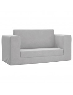 Divano Letto Bambini a 2 Posti Grigio Chiaro in Morbido Peluche