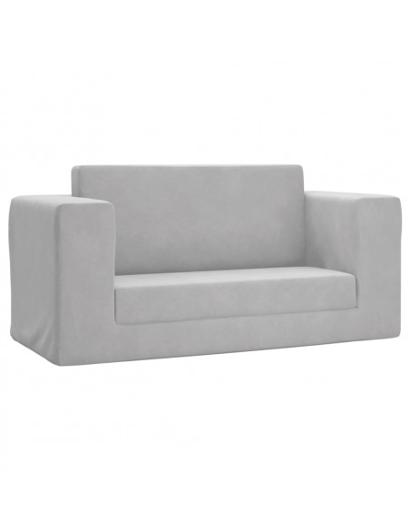Divano Letto Bambini a 2 Posti Grigio Chiaro in Morbido Peluche