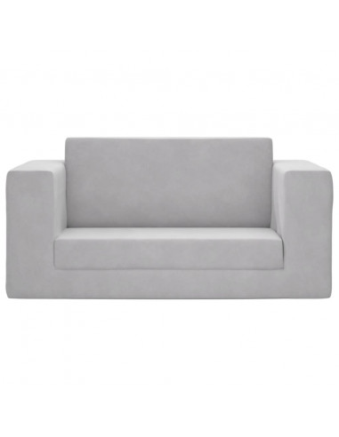 Divano Letto Bambini a 2 Posti Grigio Chiaro in Morbido Peluche