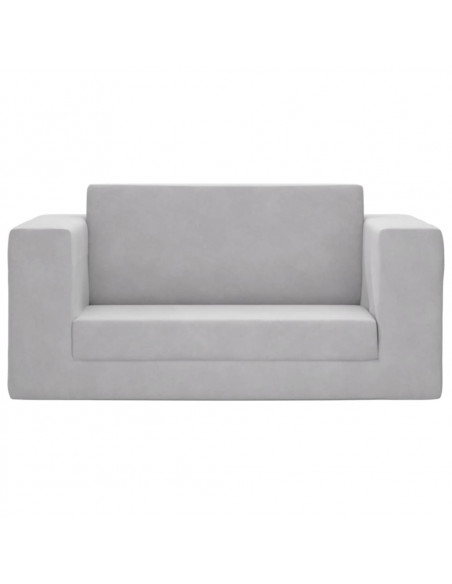 Divano Letto Bambini a 2 Posti Grigio Chiaro in Morbido Peluche