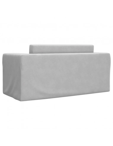 Divano Letto Bambini a 2 Posti Grigio Chiaro in Morbido Peluche