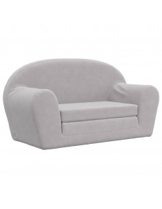 Divano Letto Bambini a 2 Posti Grigio Chiaro in Morbido Peluche
