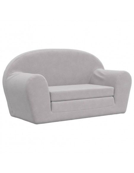 Divano Letto Bambini a 2 Posti Grigio Chiaro in Morbido Peluche