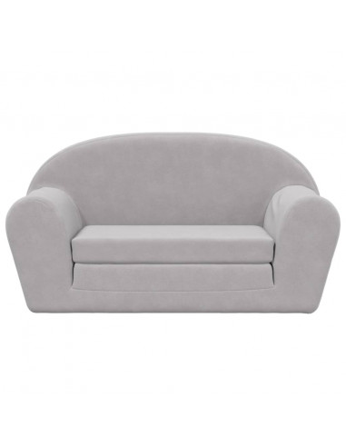 Divano Letto Bambini a 2 Posti Grigio Chiaro in Morbido Peluche