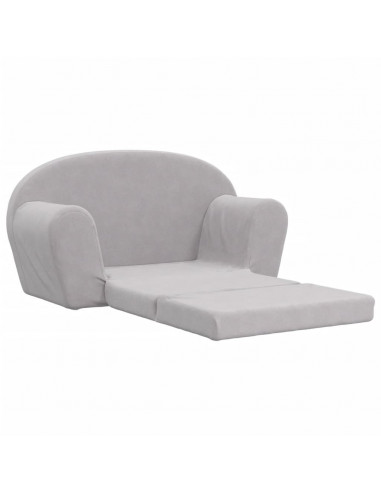 Divano Letto Bambini a 2 Posti Grigio Chiaro in Morbido Peluche