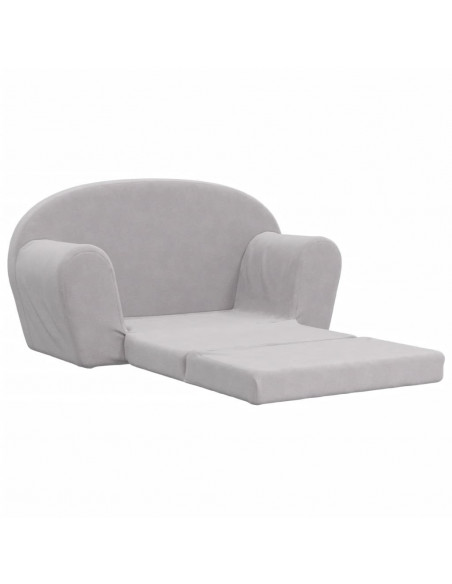Divano Letto Bambini a 2 Posti Grigio Chiaro in Morbido Peluche