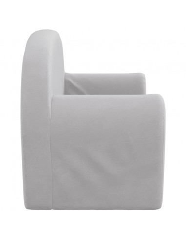 Divano Letto Bambini a 2 Posti Grigio Chiaro in Morbido Peluche