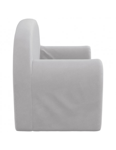Divano Letto Bambini a 2 Posti Grigio Chiaro in Morbido Peluche