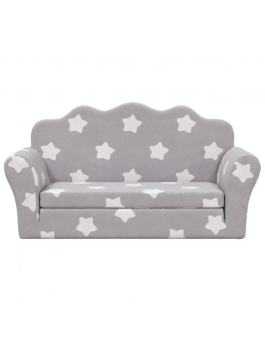 Divano Letto Bambini a 2 Posti Grigio Chiaro con Stelle Peluche