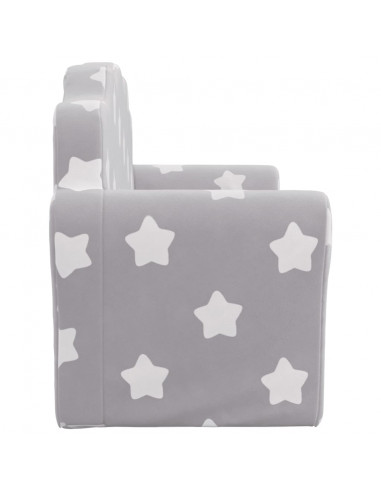 Divano Letto Bambini a 2 Posti Grigio Chiaro con Stelle Peluche