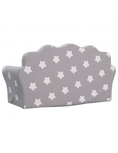 Divano Letto Bambini a 2 Posti Grigio Chiaro con Stelle Peluche