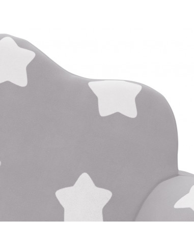 Divano Letto Bambini a 2 Posti Grigio Chiaro con Stelle Peluche