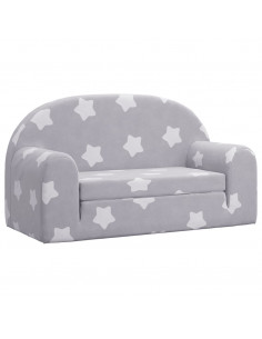 Divano Letto Bambini a 2 Posti Grigio Chiaro con Stelle Peluche