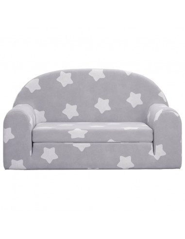 Divano Letto Bambini a 2 Posti Grigio Chiaro con Stelle Peluche