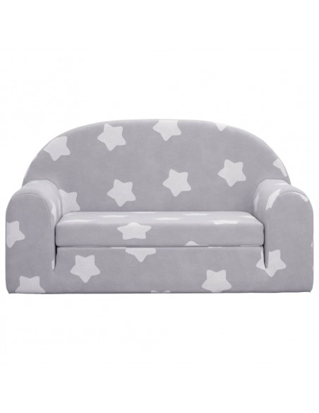Divano Letto Bambini a 2 Posti Grigio Chiaro con Stelle Peluche