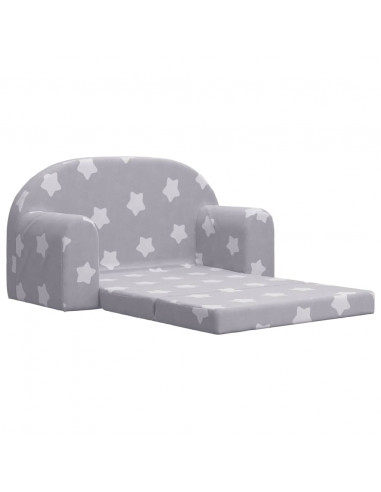 Divano Letto Bambini a 2 Posti Grigio Chiaro con Stelle Peluche